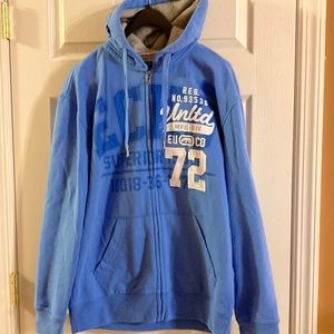 ECKO Unlimited Light Blue & White Zip Up Hoodie Men’s Sz. L.